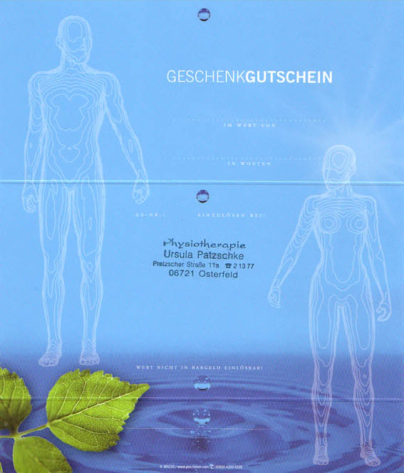 Gutschein 2 Physiotherapiepraxis Ursula Patzschke 06721 Osterfeld